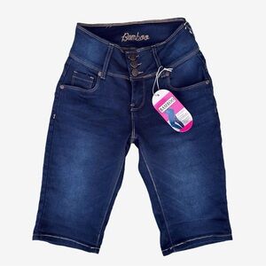 BAMBOO Indigo Denim Shorts with Contrast Stitching